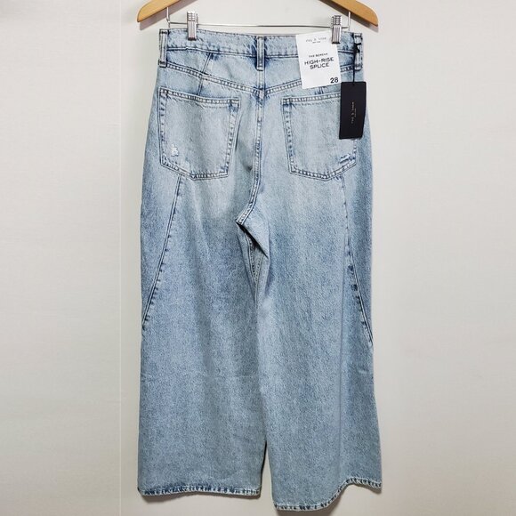 RAG & BONE NWT The Serena High-Rise Splice Jeans Wide Leg Oconee Womens 28 x 31" - Picture 6 of 16